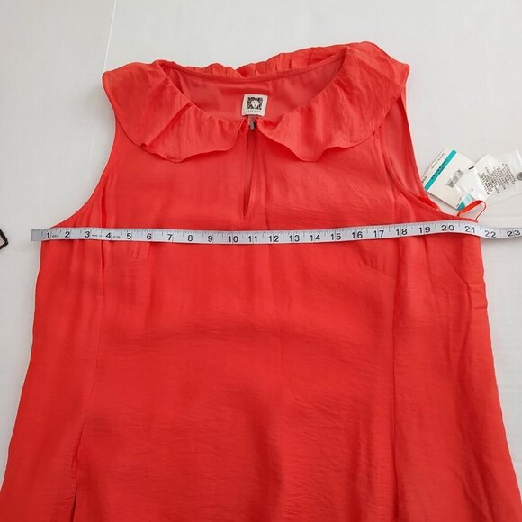 Anne Klein Sleeveless Flutter Collar Orange Dress Size 16 - Picture 4 of 11